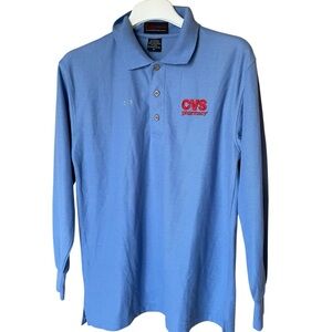 CVS Light Blue Long Sleeve Polo Shirt, M